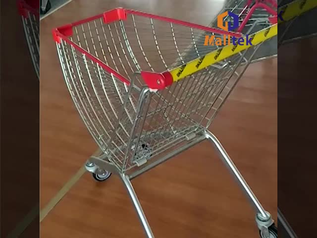 Fan Shaped V  Type Foot Metal Shopping Trolley Cart For Supermarket