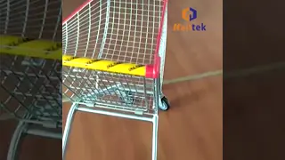 Fan Shaped V  Type Foot Metal Shopping Trolley Cart For Supermarket