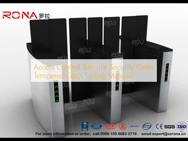 Access Control Turnstile Security Gates Tempered Glass Sliding Material