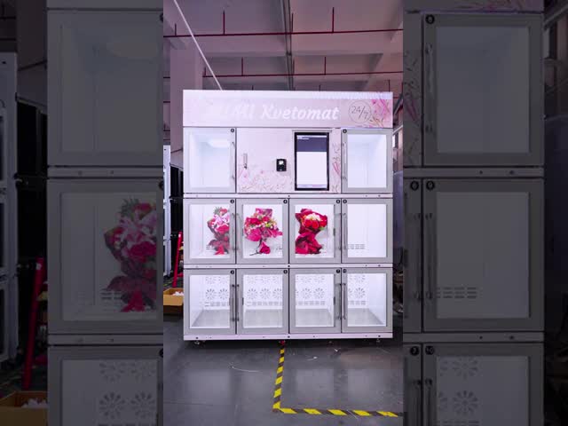 Halo 21.5-inch touch screen flower vending machine with refrigeration and preservation system, made of galvanized sheet material