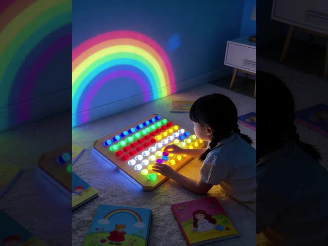 Sensory LED Activity Light Panel with Colourful Pegs – Interactive DIY Play Wall for Children