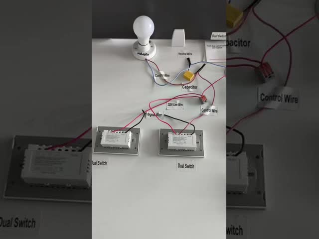 Luxury Tempered Glass Panel Dual Touch Switch with Neutral Wire Control 2 Gang 2 Way 118*74*35mm for Home and Office