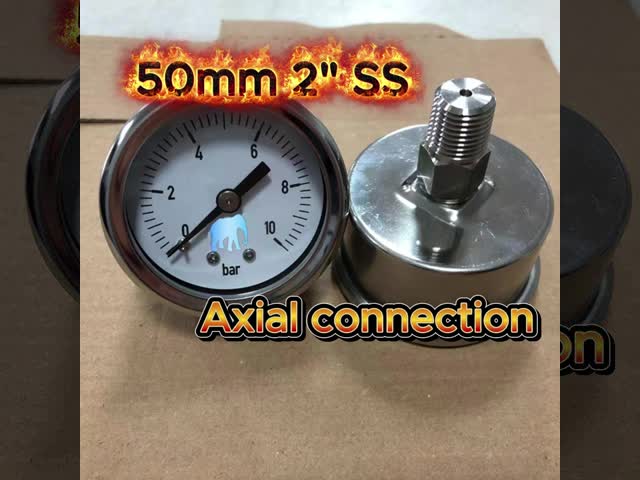 316 Stainless Steel 50mm Vibration Resistant Axial Pressure Gauge with Bottom Connection