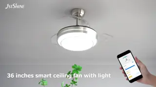 Modern 36 Inch Retractable Ceiling Fan Light with Sand Nickel Finish Energy LED and Whisper Quiet Motor Perfect for Home and Office