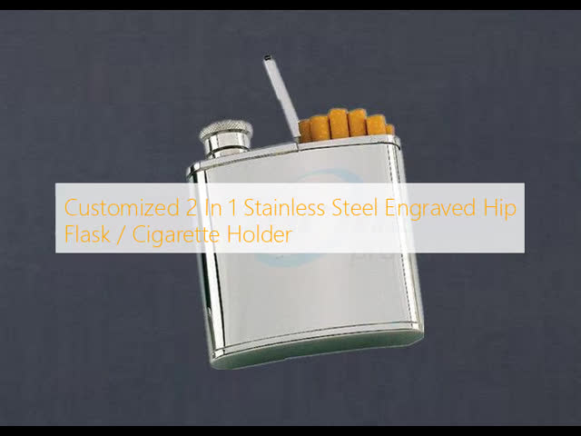 Customized 2 In 1 Stainless Steel Engraved Hip Flask / Cigarette Holder