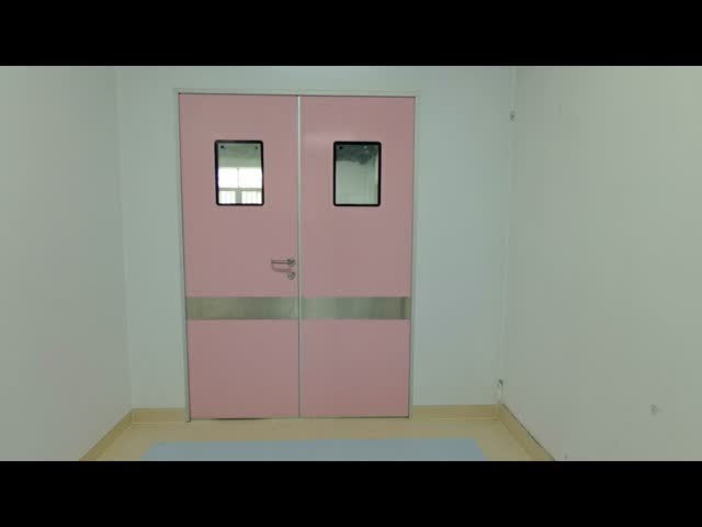 Hinged Airtight Steel Cleanroom Door Customized Hospital Double Swing Doors Blue Ivory Green