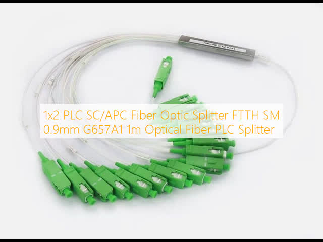 1x2 PLC SC/APC Fiber Optic Splitter FTTH SM 0.9mm G657A1 1m Optical Fiber PLC Splitter