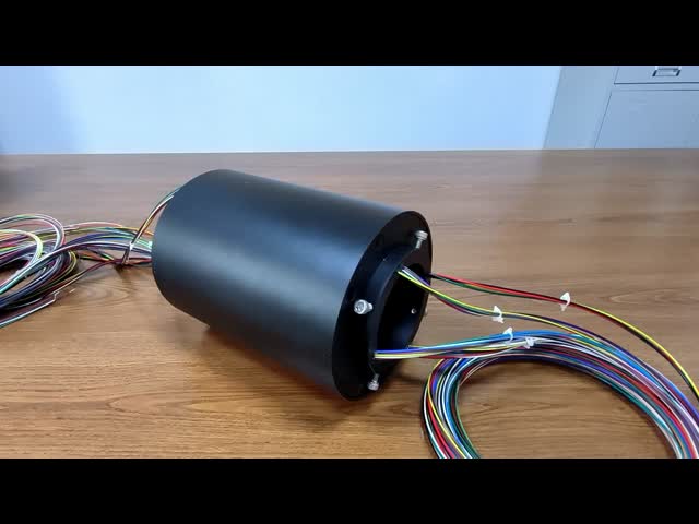 42-way Through Bore Electrical Slip Ring with Black Aluminum Alloy Housing and 250 RPM Speed