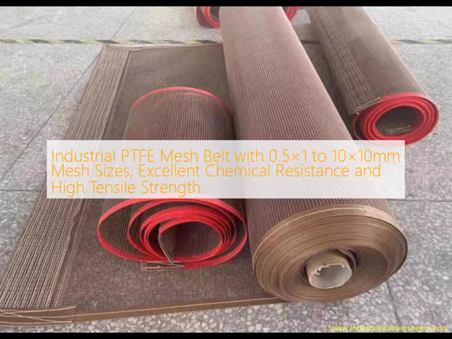Industrial PTFE Mesh Belt with 0.5×1 to 10×10mm Mesh Sizes, Excellent Chemical Resistance and High Tensile Strength