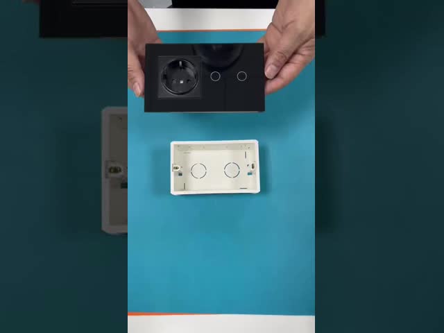 Tempered Glass Panel Touch Switch and French Socket Combination with 146*86*35mm Size for Round Installation Box