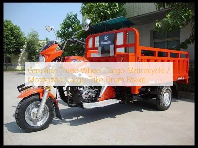Gasoline Three Wheel Cargo Motorcycle / Motorized Cargo Trike Drum Brake