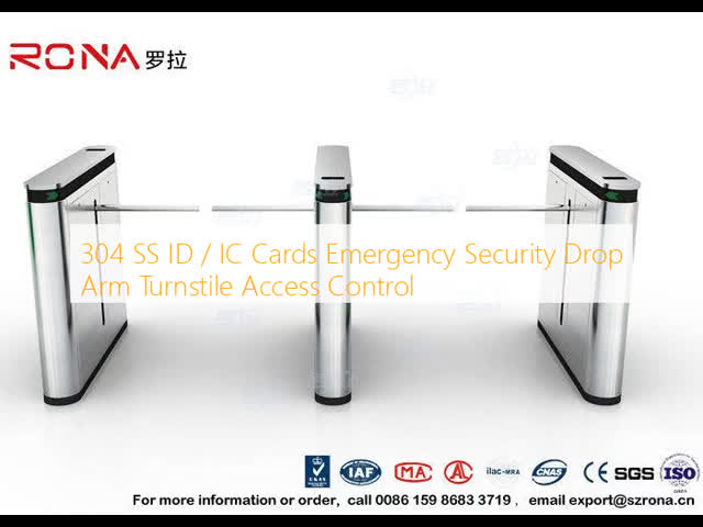 304 SS ID / IC Cards Emergency Security Drop Arm Turnstile Access Control
