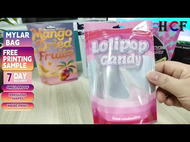 PE Plastic Custom Printed Matte Food Snack Packaging Plastic Bags Laminated Composite Holographic Mylar Bags Frosted Window