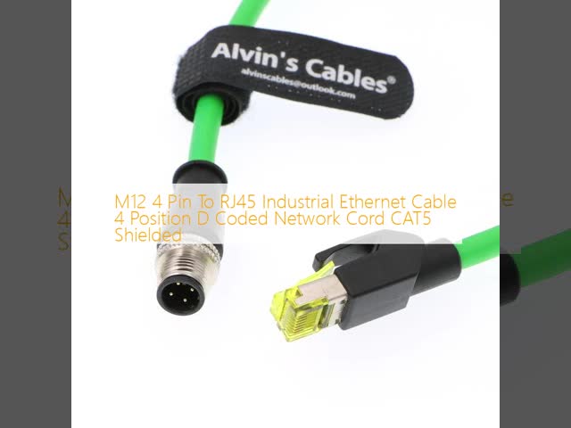 M12 4 Pin To RJ45 Industrial Ethernet Cable 4 Position D Coded Network Cord CAT5 Shielded