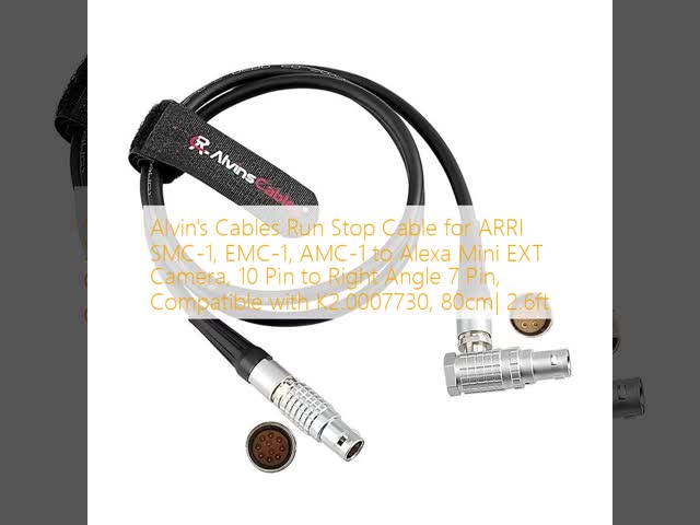 Alvin's Cables Run Stop Cable for ARRI SMC-1, EMC-1, AMC-1 to Alexa Mini EXT Camera, 10 Pin to Right Angle 7 Pin, Compatible with K2.0007730, 80cm| 2.6ft