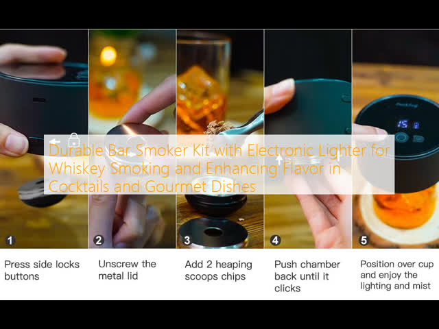 Bar Smoker Kit Featuring Electronic Lighter for Whiskey Smoking and Enhancing Flavor Profiles of Meats Cocktails and Desserts