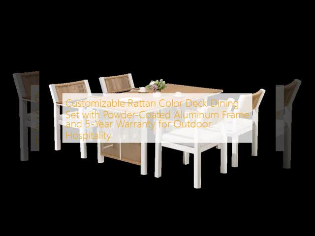 Customizable Rattan Color Deck Dining Set with Powder-Coated Aluminum Frame and 5-Year Warranty for Outdoor Hospitality