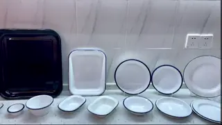 304 Steel Rim Vintage Rectangle Enamel Baking Roaster Custom Color 18cm 20cm 22cm 24cm 27cm