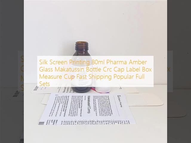 Silk Screen Printing 80ml Pharma Amber Glass Makatussin Bottle Crc Cap Label Box Measure Cup Fast Shipping Popular Full Sets