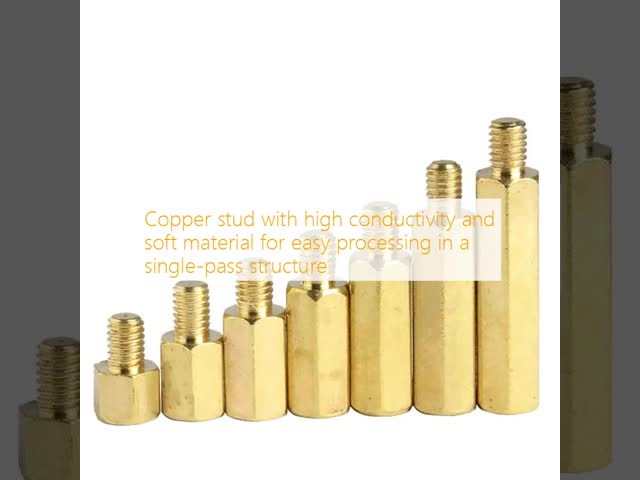 Copper stud with high conductivity and soft material for easy processing in a single-pass structure