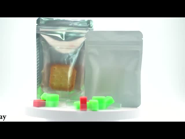 Zipper Top Sealing Custom Embossed PET Plastic Tray for Chewing Gum Biodegradable Food Packaging Stand Holographic Mylar Bag