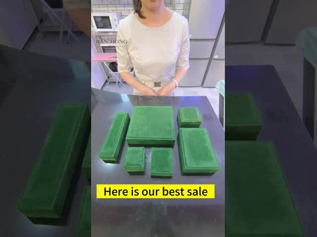 hign quality velvet Jewellery Box handmade square Dark green Velvet Jewelry Box for Necklace Bracelet Ring