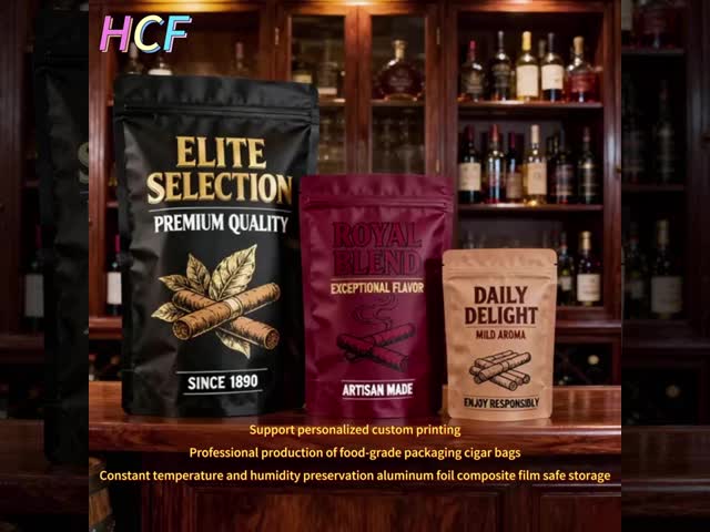 Food Industrial Custom 3piece Portable Cigar Tobacco Packaging Plastic Bag Temperature Controlled Moisture Proof Packaging Mylar Bag