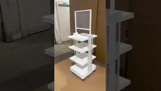 Adjustable 3 Shelf Double Sided Display Stand with Wheels & Side Top Signage Area