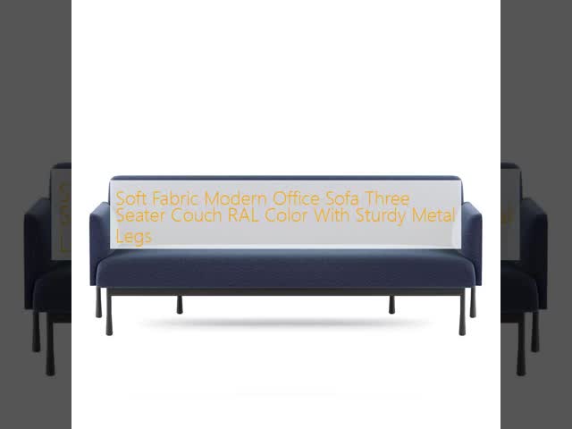 Soft Fabric Modern Office Sofa Three Seater Couch RAL Color With Sturdy Metal Legs
