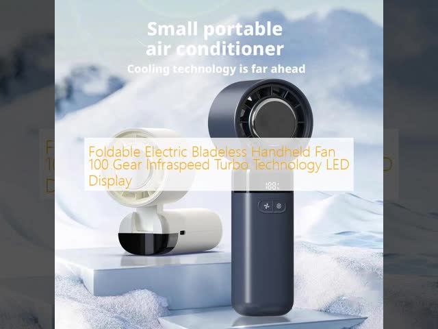 Foldable Electric Bladeless Handheld Fan 100 Gear Infraspeed Turbo Technology LED Display