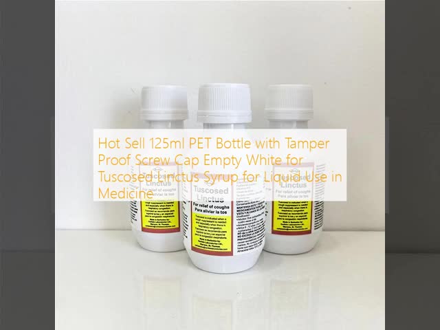 White 125ml PET Plastic Bottle Featuring Printed LOT Number and Glossy Finish Screw Top Cap Ideal for Tus