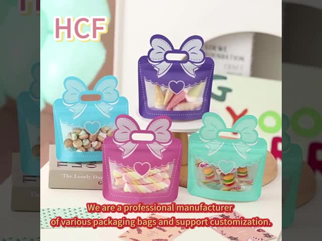 Food Industrial Printed Holographic PET Plastic Bag Stand-Up Ziplock Tear Notch Pouch Die-Cut Shaped Candy Beef Jerky Snack Packaging Mylar Bags