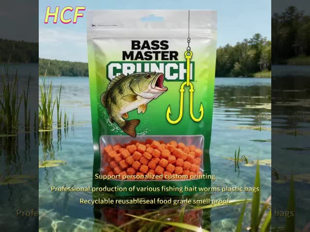 Customized Size Biodegradable Fish Bait Packaging Plastic Bag UV Degradable Holographic Mylar Embossed Pouch Custom Logo