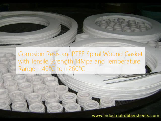 Corrosion Resistant PTFE Spiral Wound Gasket with Tensile Strength 14Mpa and Temperature Range -140°C to +260°C