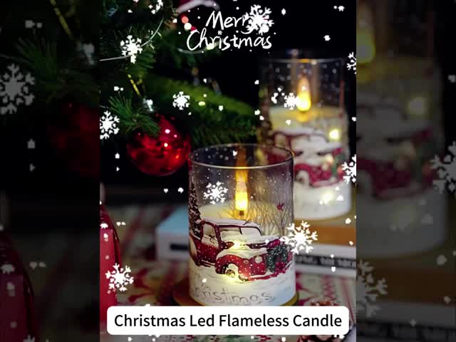 Smokeless Christmas Decoration Candle Warm White Flameless Flickering Pillar Candles Waterproof