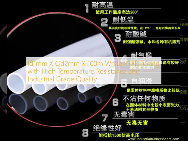 Id1mm X Od2mm X 100m White PTFE Tubing with High Temperature Resistance and Industrial Grade Quality