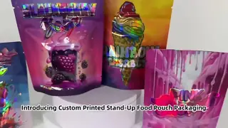 PE Plastic Food Custom Printed 3.5g Edible Gusset Mylar Bags Zipper Stand Pouch Package Cakes Chewing Gum Gravure Printing
