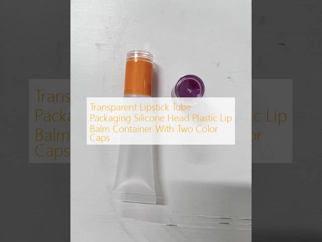 Transparent Lipstick Tube Packaging Silicone Head Plastic Lip Balm Container With Two Color Caps