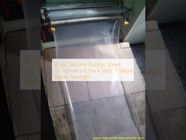 Virgin Silicone Rubber Sheet 0.1-0.8mm x 0.5m x 50m, 7.5Mpa Tensile Strength