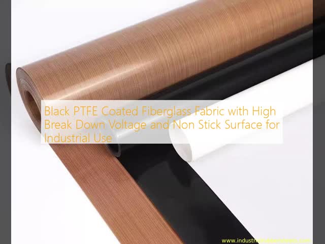 Black PTFE Coated Fiberglass Fabric with High Break Down Voltage and Non Stick Surface for Industrial Use