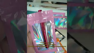 Zipper Bag Customized Holographic Mylar Yin Yang Accessories Bag Biodegradable Cosmetic Plastic Packaging 3 Side Sealed