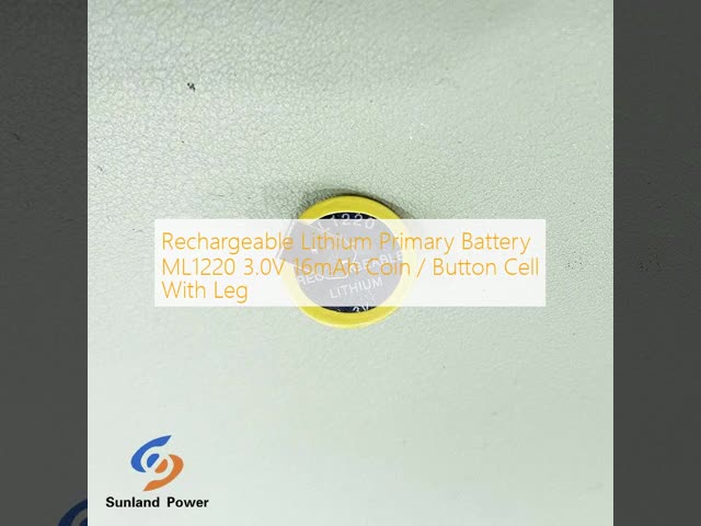 Rechargeable Lithium Primary Battery ML1220 3.0V 16mAh Coin / Button Cell With Leg