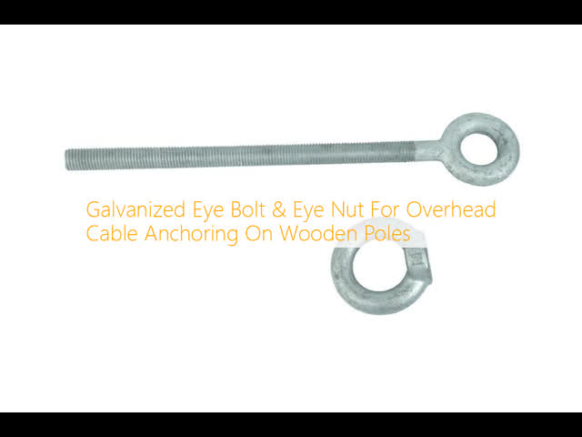 Galvanized Eye Bolt & Eye Nut For Overhead Cable Anchoring On Wooden Poles