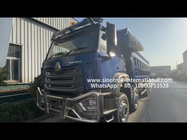 Sinotruk HOHAN New HOWO 8X4 Dump Truck 371hp H77L Cabin  Blue With electric tarpaulin RHD