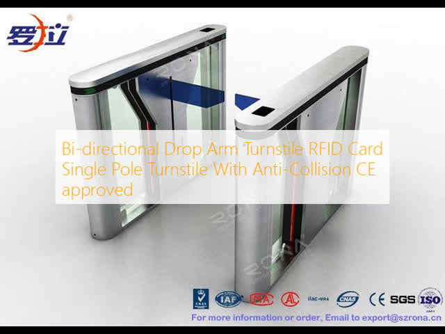 Bi-directional Drop Arm Turnstile RFID Card Single Pole Turnstile With Anti-Collision CE approved