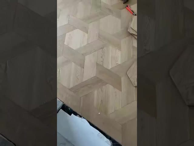 Natural Vanished Shaped Oak Parquet Flooring Hexagon Parquet Flooring ABC grade