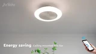 Modern 20 Inches Dimmable LED Ceiling Fan Featuring Bladeless Design and Energy Saving DC Motor for Quiet Bedroom Lighting