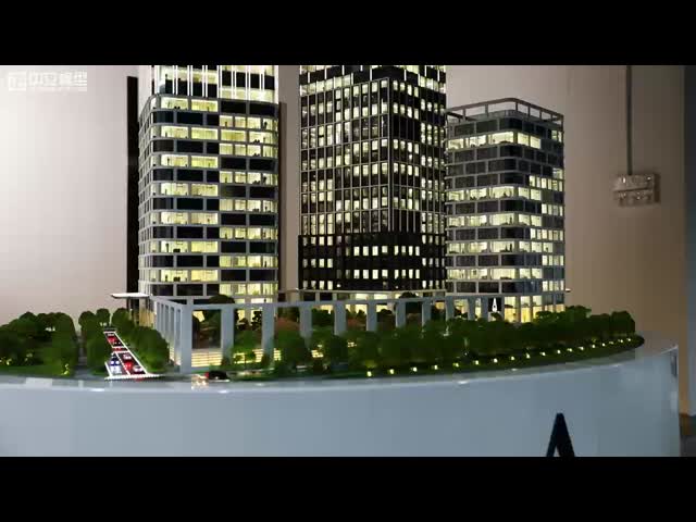 High-Rise Architectural Scale Model Realistic Lighting Facade Details for Office Complex Design Display Property Promotion