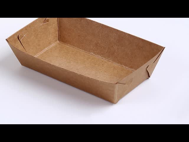 300ml to 1800ml Foldable Takeaway Containers Kraft Paper Disposable Food Tray for Fast Food