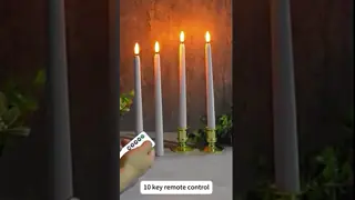 Warm Yellow Flameless Taper Candles Plastic Wedding LED Candles With Gold Base